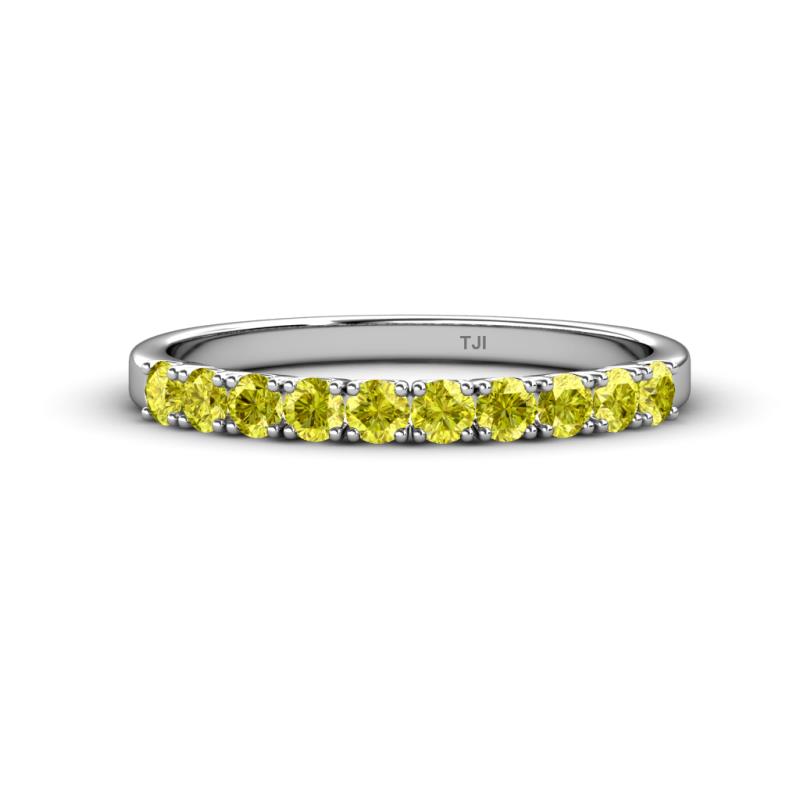Emlynn 2.70 mm Yellow Diamond 10 Stone Wedding Band 