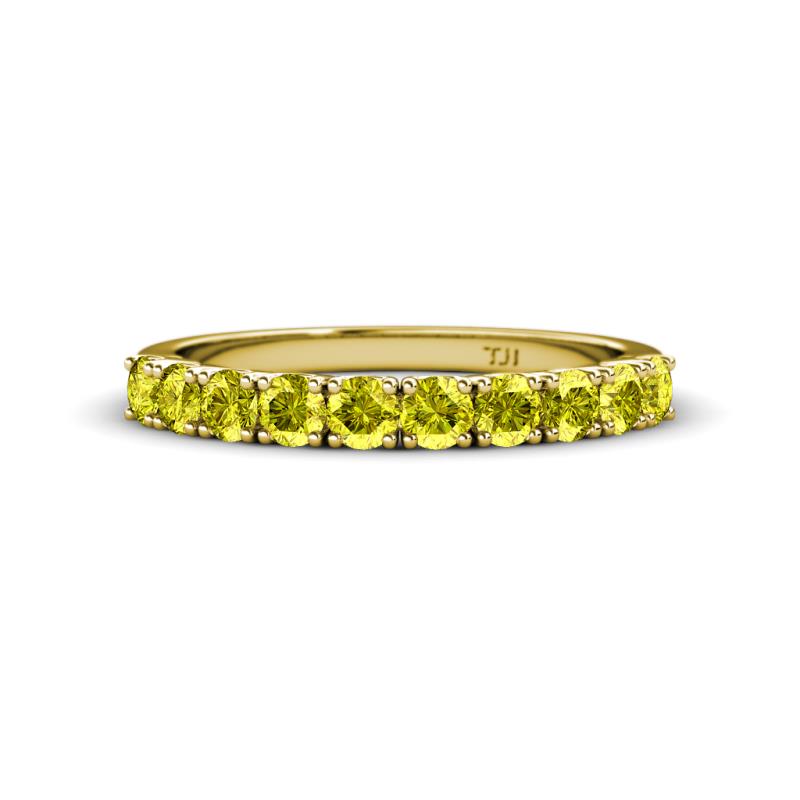 Emlynn 3.00 mm Yellow Diamond 10 Stone Wedding Band 