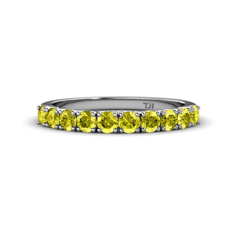 Emlynn 3.00 mm Yellow Diamond 10 Stone Wedding Band 