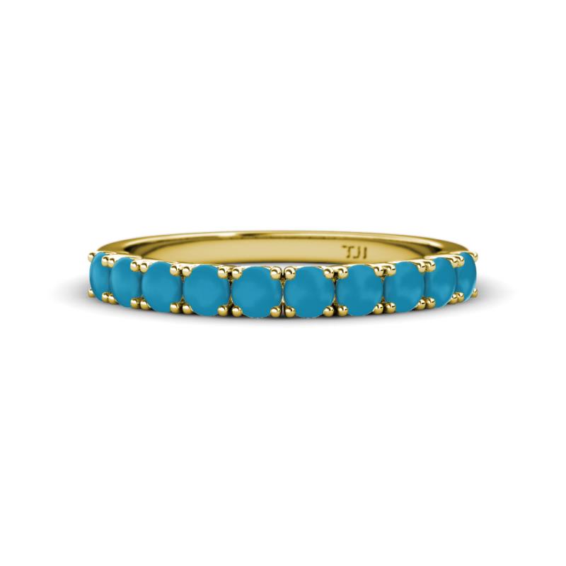 Emlynn 3.00 mm Turquoise 10 Stone Wedding Band 