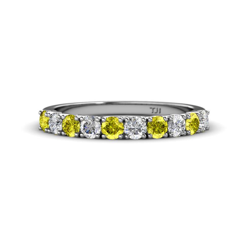 Emlynn 3.00 mm Yellow and White Diamond 10 Stone Wedding Band 