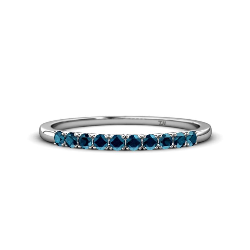 Emlynn 2.40 mm Blue Diamond 10 Stone Wedding Band 