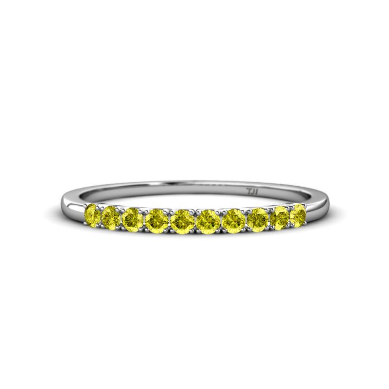 Emlynn 2.40 mm Yellow Diamond 10 Stone Wedding Band 