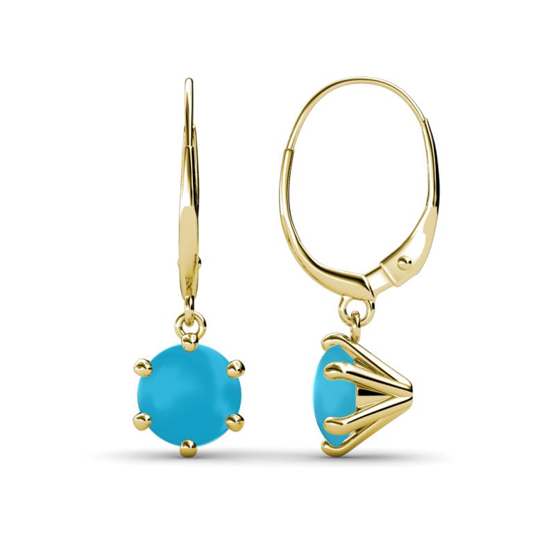 Calla Turquoise (6mm) Solitaire Dangling Earrings 