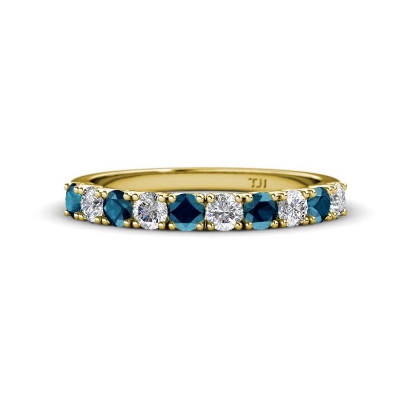 Emlynn 3.00 mm Blue Diamond and White Lab Grown Diamond 10 Stone Wedding Band 