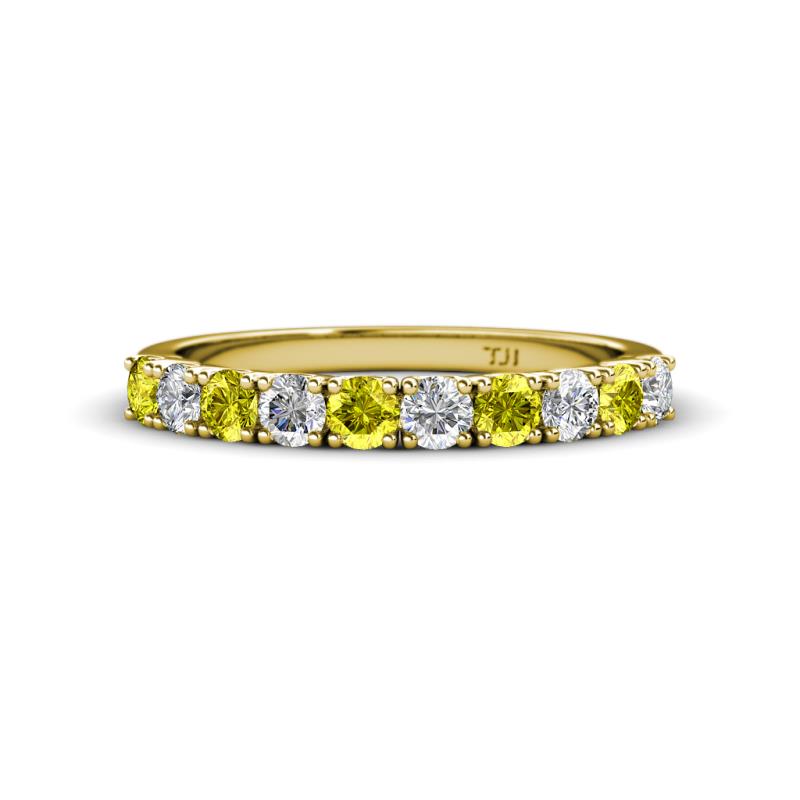 Emlynn 3.00 mm Yellow Diamond and White Lab Grown Diamond 10 Stone Wedding Band 