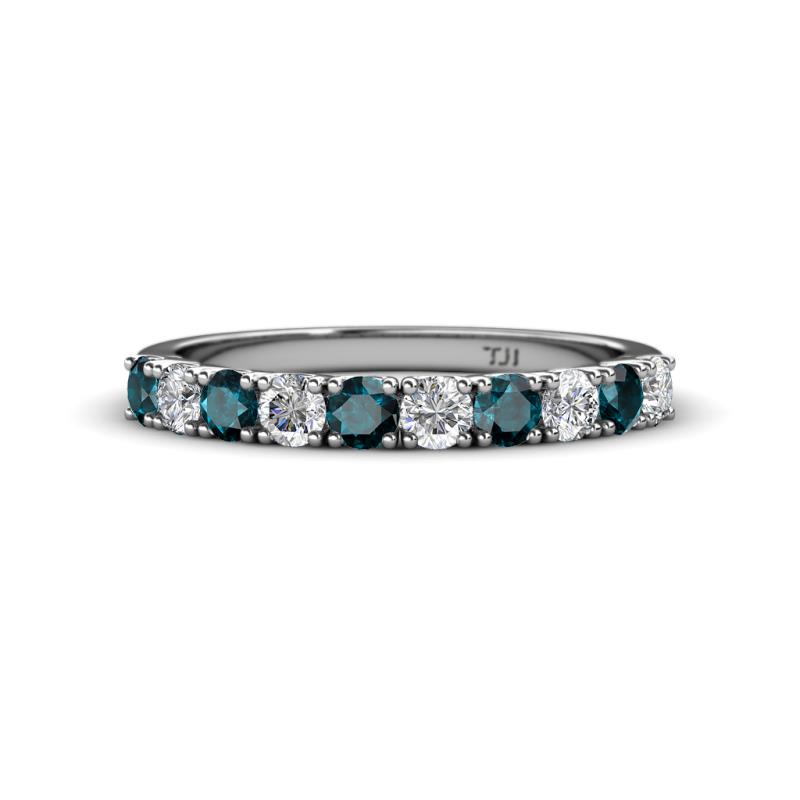 Emlynn 3.00 mm London Blue Topaz and Lab Grown Diamond 10 Stone Wedding Band 