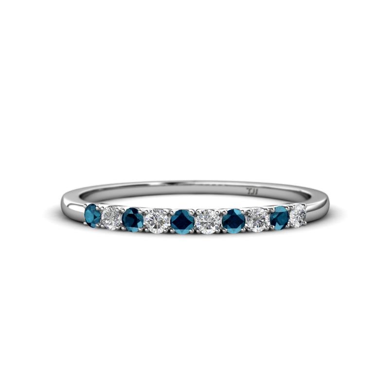 Emlynn 2.40 mm Blue Diamond and White Lab Grown Diamond 10 Stone Wedding Band 
