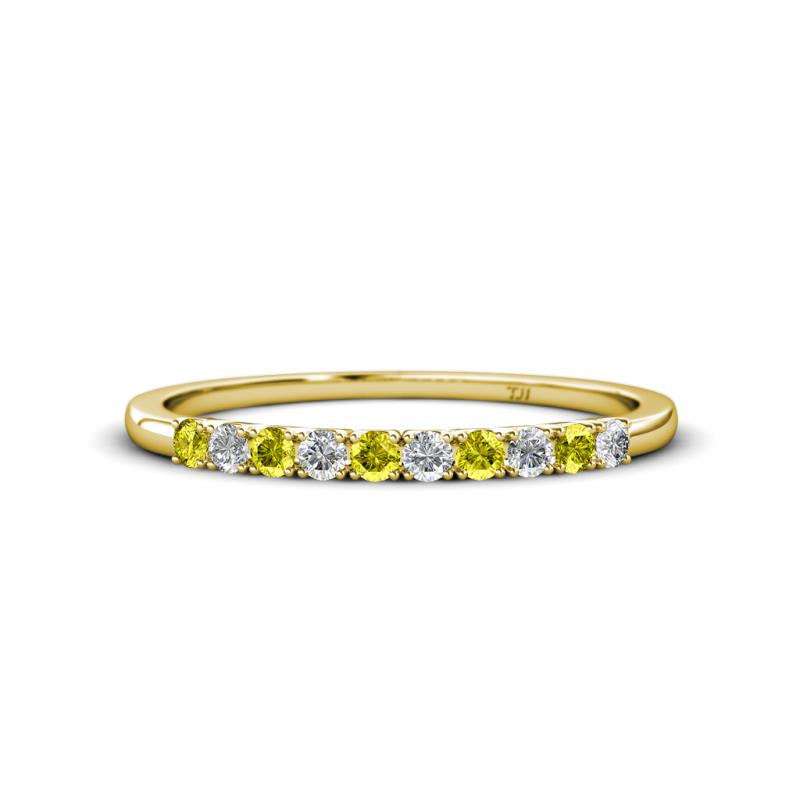 Emlynn 2.40 mm Yellow Diamond and White Lab Grown Diamond 10 Stone Wedding Band 