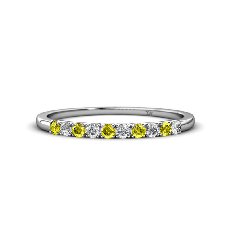 Emlynn 2.40 mm Yellow Diamond and White Lab Grown Diamond 10 Stone Wedding Band 