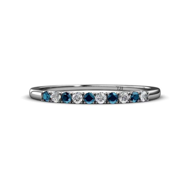 Emlynn 2.00 mm Blue Diamond and Diamond 10 Stone Wedding Band 