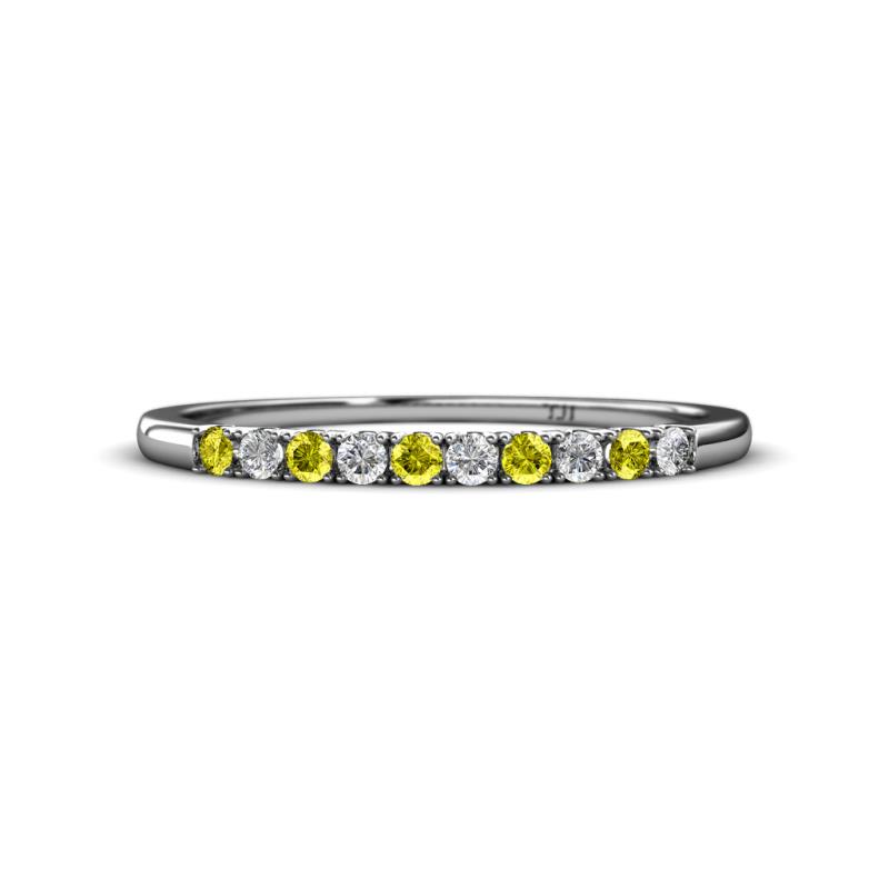 Emlynn 2.00 mm Yellow Diamond and Diamond 10 Stone Wedding Band 
