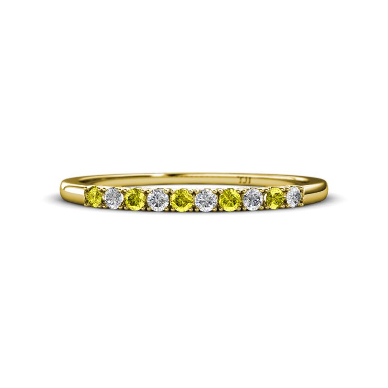 Emlynn 2.00 mm Yellow Diamond and Diamond 10 Stone Wedding Band 