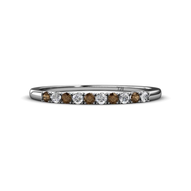 Emlynn 2.00 mm Smoky Quartz and Diamond 10 Stone Wedding Band 