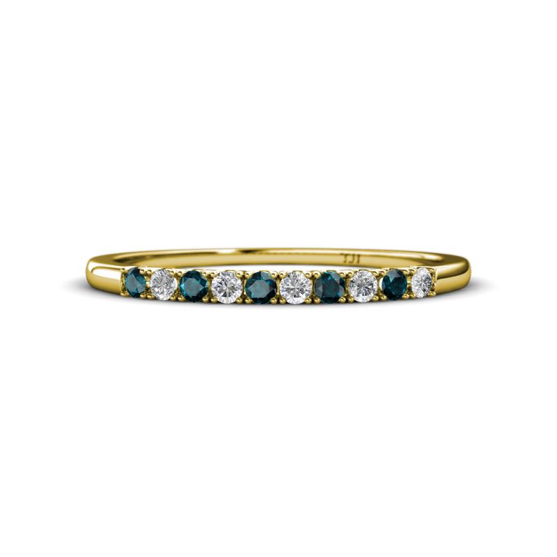 Emlynn 2.00 mm London Blue Topaz and Diamond 10 Stone Wedding Band 