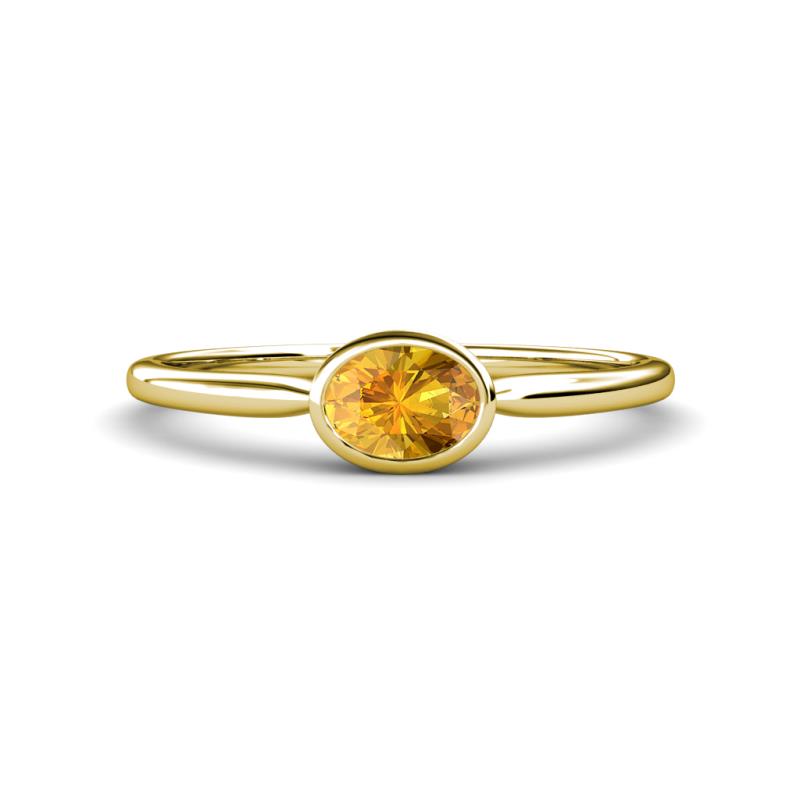 Aviva Classic Oval Cut Citrine East West Solitaire Engagement Ring 