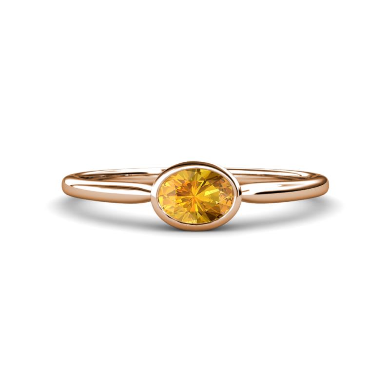 Aviva Classic Oval Cut Citrine East West Solitaire Engagement Ring 