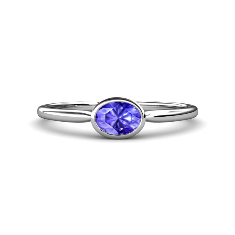 Aviva Classic Oval Cut Tanzanite East West Solitaire Engagement Ring 