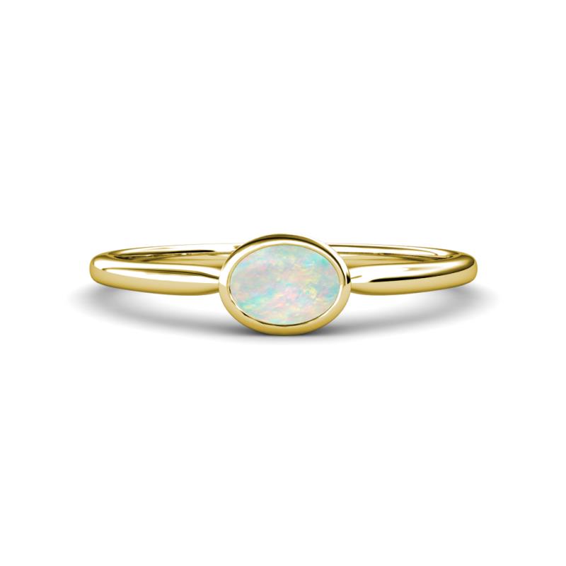 Aviva Classic Oval Cut Opal East West Solitaire Engagement Ring 