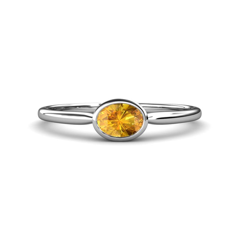 Aviva Classic Oval Cut Citrine East West Solitaire Engagement Ring 