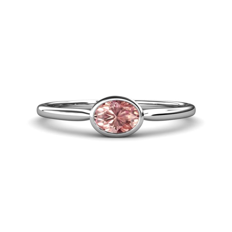 Aviva Classic Oval Cut Morganite East West Solitaire Engagement Ring 