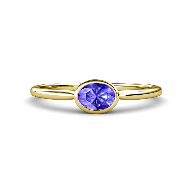 Aviva Classic Oval Cut Tanzanite East West Solitaire Engagement Ring 