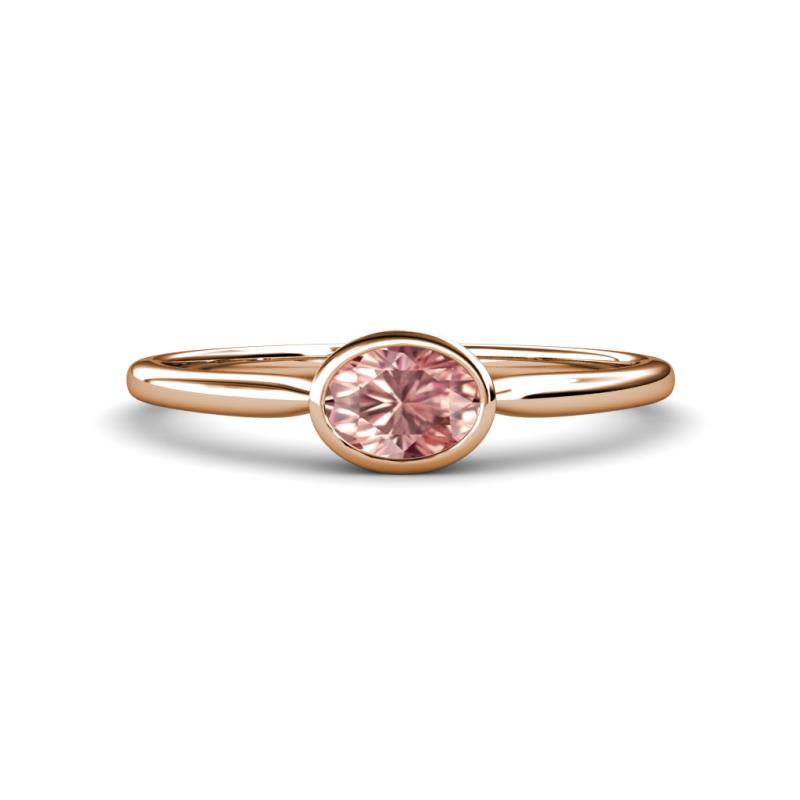 Aviva Classic Oval Cut Morganite East West Solitaire Engagement Ring 