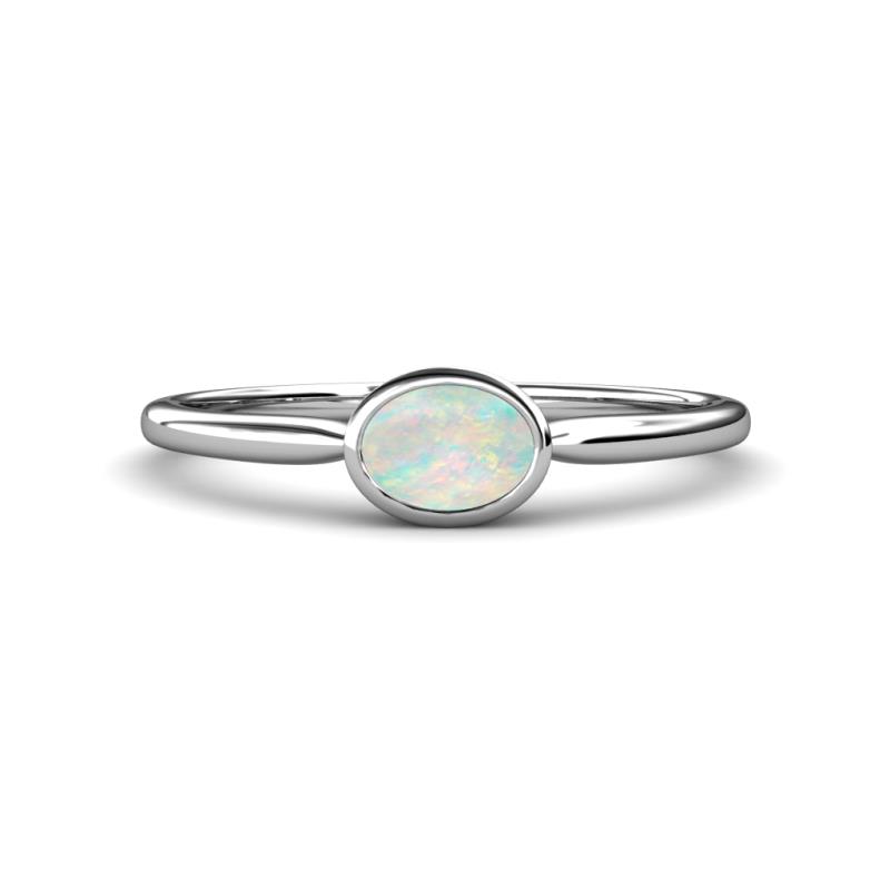 Aviva Classic Oval Cut Opal East West Solitaire Engagement Ring 