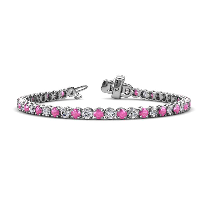 Izarra 3.70 mm Pink Sapphire and Lab Grown Diamond Eternity Tennis Bracelet 