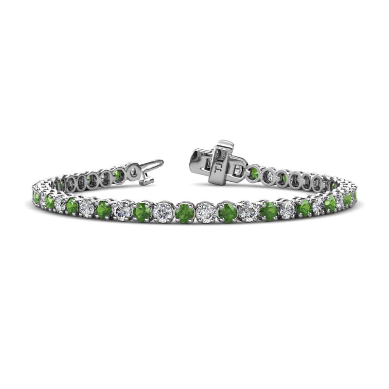 Izarra 3.70 mm Green Garnet and Lab Grown Diamond Eternity Tennis Bracelet 