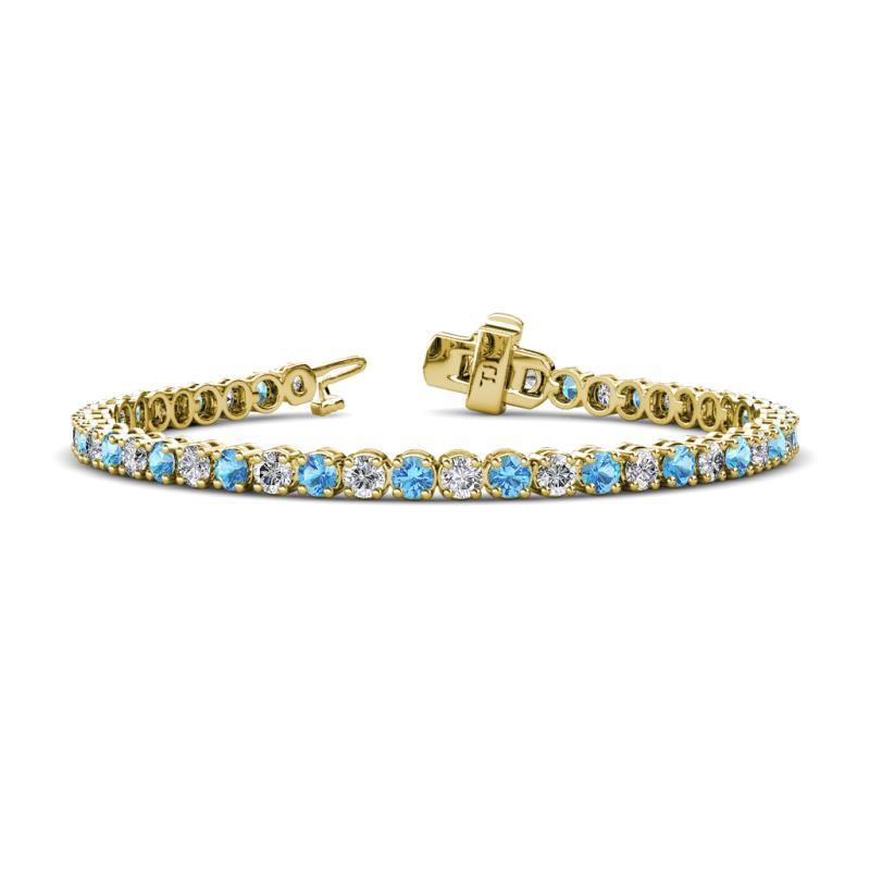 Izarra 3.70 mm Blue Topaz and Lab Grown Diamond Eternity Tennis Bracelet 
