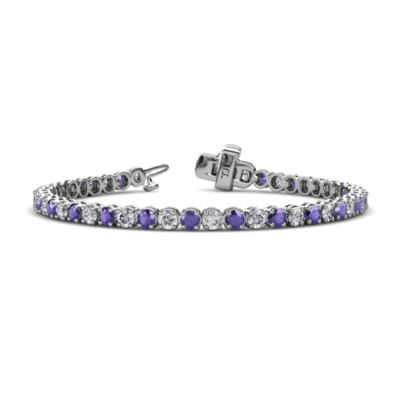 Izarra 3.70 mm Iolite and Lab Grown Diamond Eternity Tennis Bracelet 
