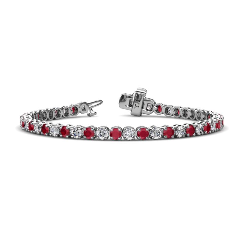 Izarra 3.70 mm Ruby and Lab Grown Diamond Eternity Tennis Bracelet 