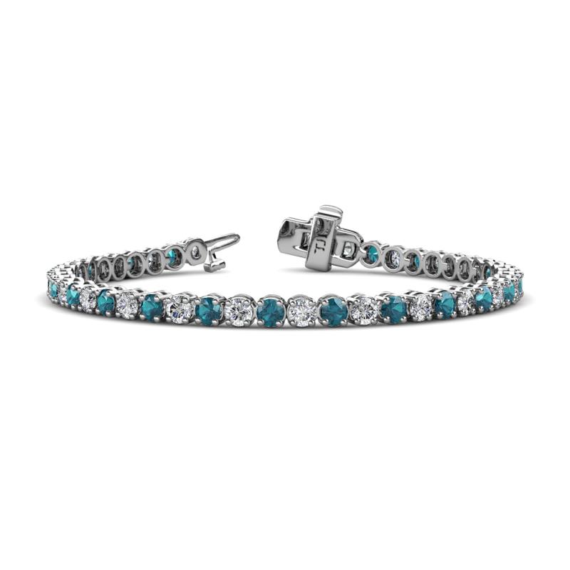 Izarra 3.70 mm London Blue Topaz and Lab Grown Diamond Eternity Tennis Bracelet 