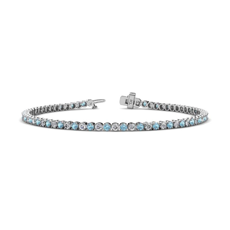 Izarra 1.97 ctw Aquamarine and Lab Grown Diamond (2.30 mm) Eternity Tennis Bracelet 