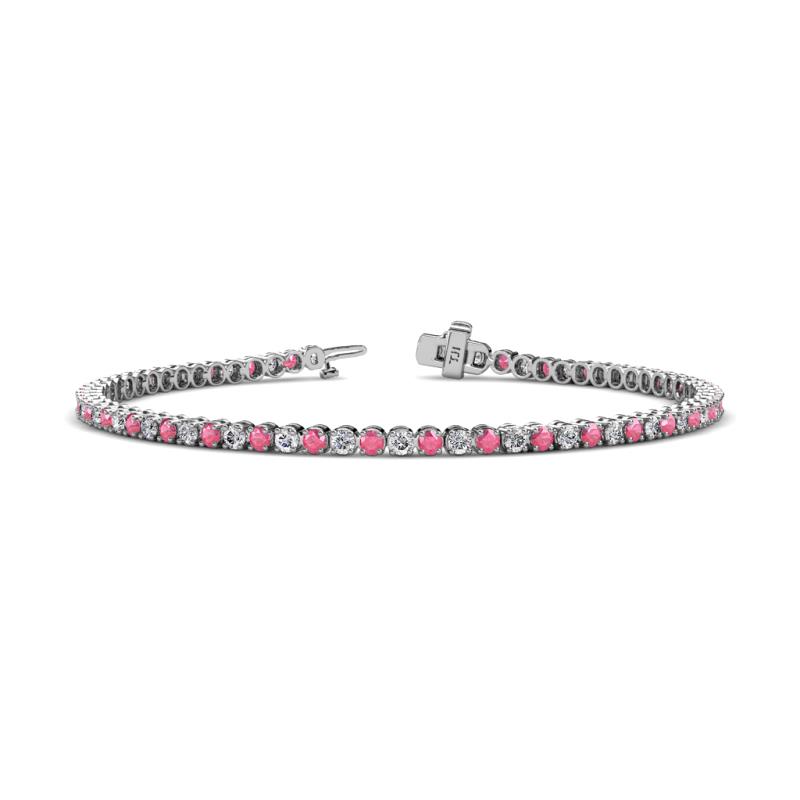 Izarra 2.30 mm Pink Tourmaline and Lab Grown Diamond Eternity Tennis Bracelet 