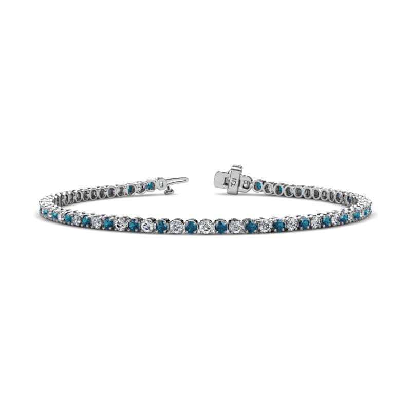 Izarra 2.45 ctw Blue Diamond and Lab Grown Diamond (2.30 mm) Eternity Tennis Bracelet 