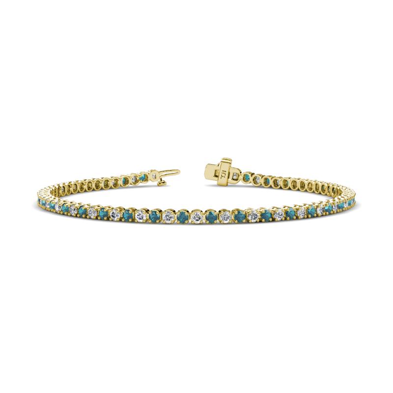Izarra 2.33 ctw London Blue Topaz and Lab Grown Diamond (2.30 mm) Eternity Tennis Bracelet 