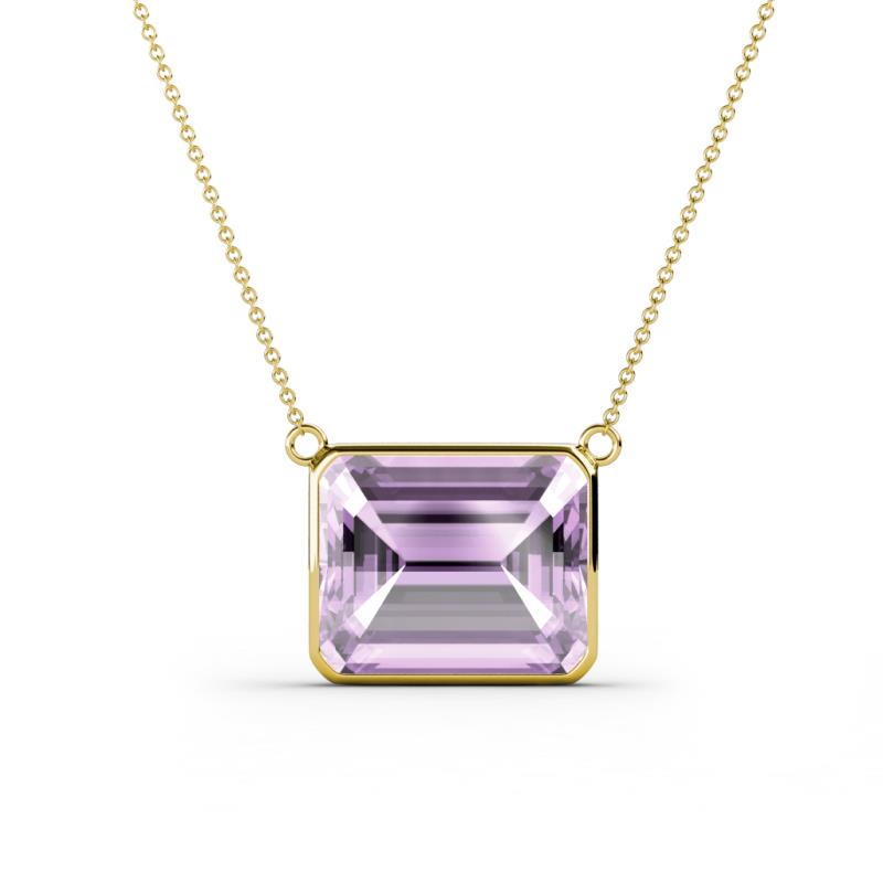 Olivia 12x10 mm Emerald Cut Light Amethyst East West Solitaire Pendant Necklace 