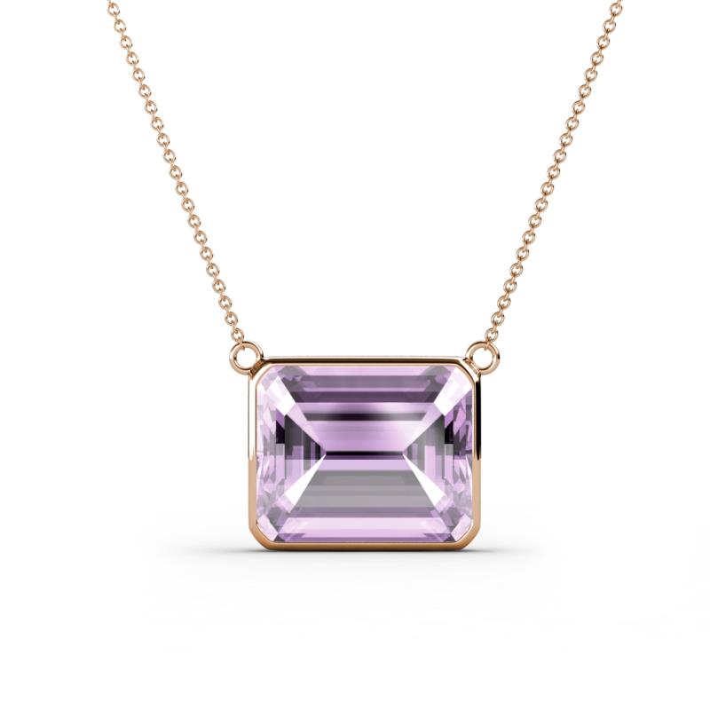 Olivia 12x10 mm Emerald Cut Light Amethyst East West Solitaire Pendant Necklace 