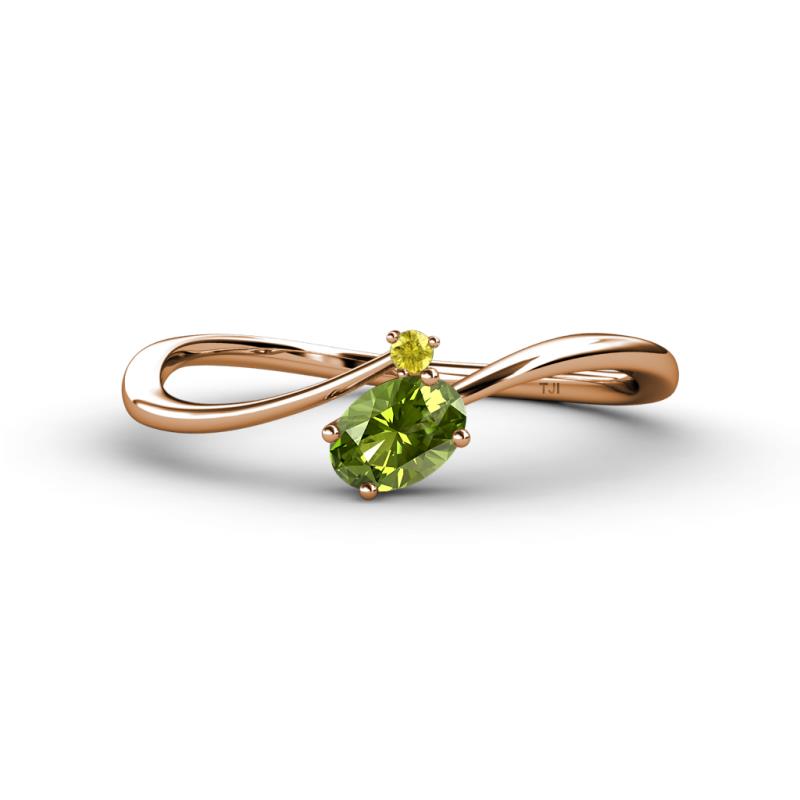Lucie Bold Oval Cut Peridot and Round Yellow Sapphire 2 Stone Promise Ring 