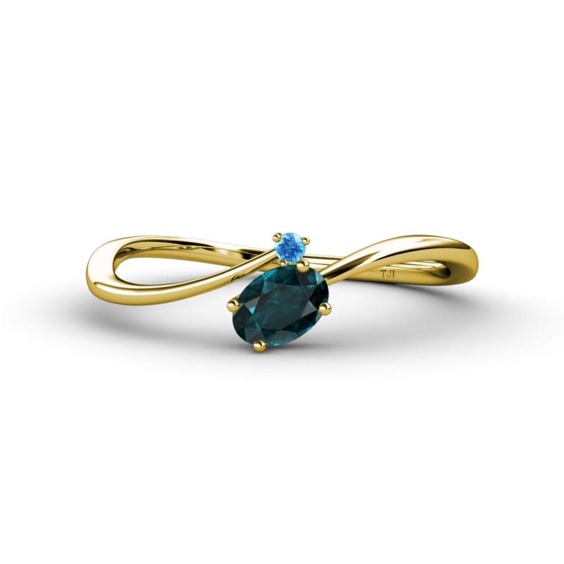 Lucie Bold Oval Cut London Blue Topaz and Round Blue Topaz 2 Stone Promise Ring 