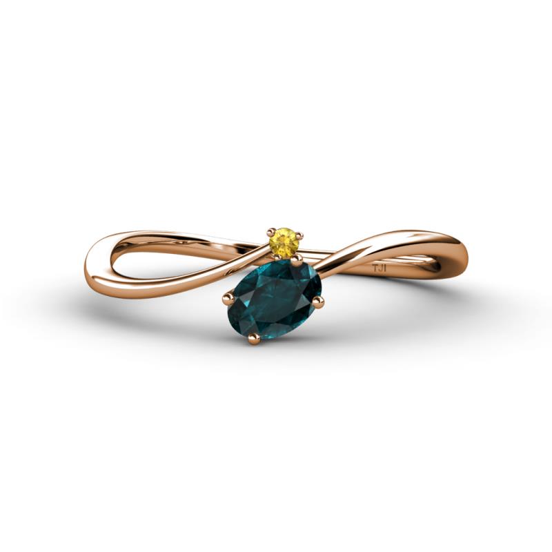Lucie Bold Oval Cut London Blue Topaz and Round Citrine 2 Stone Promise Ring 