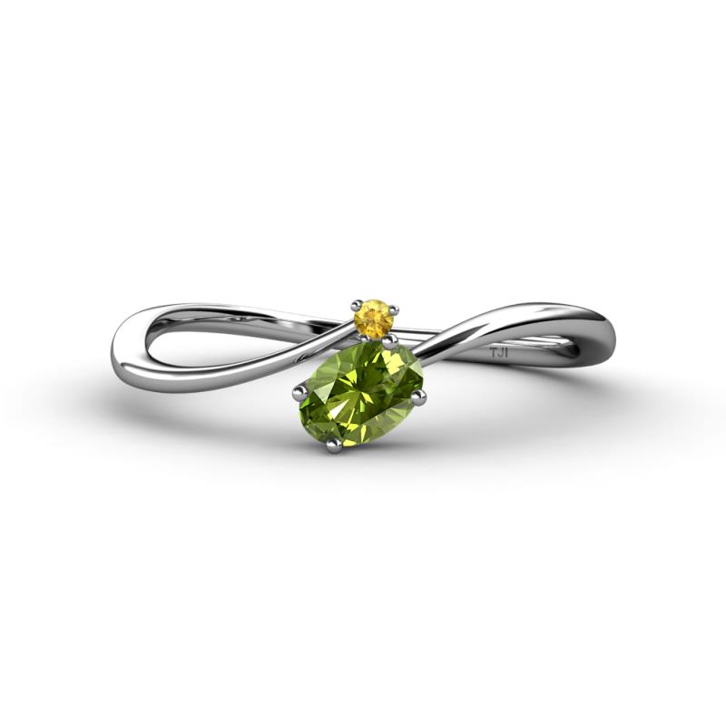 Lucie Bold Oval Cut Peridot and Round Citrine 2 Stone Promise Ring 