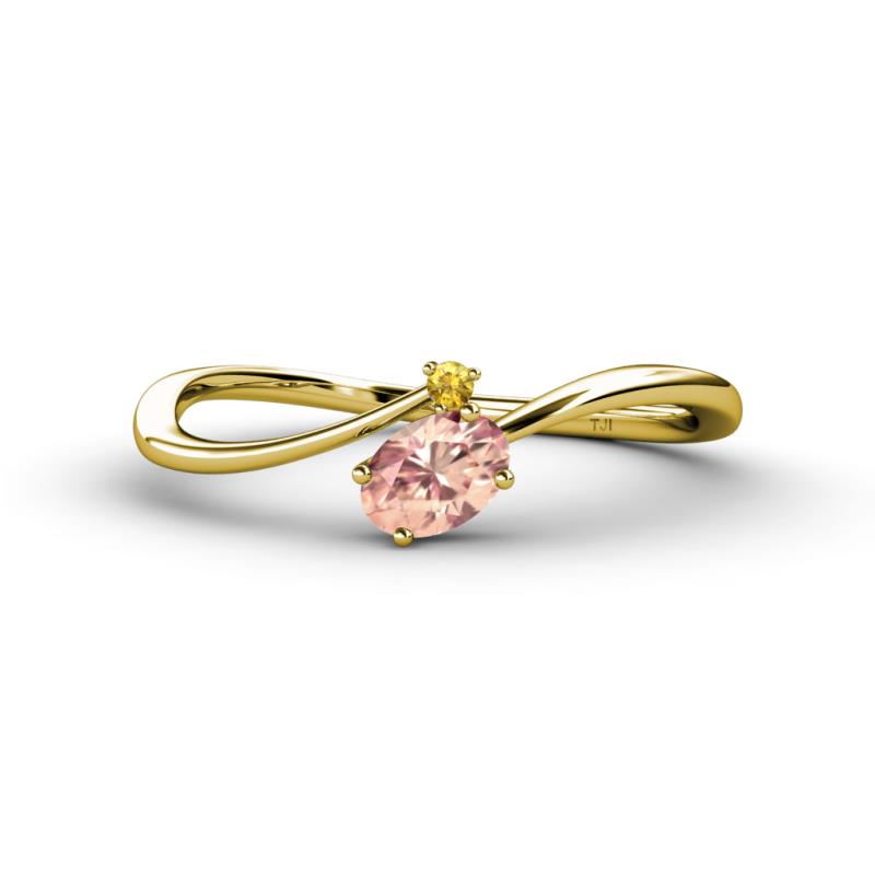 Lucie Bold Oval Cut Morganite and Round Citrine 2 Stone Promise Ring 