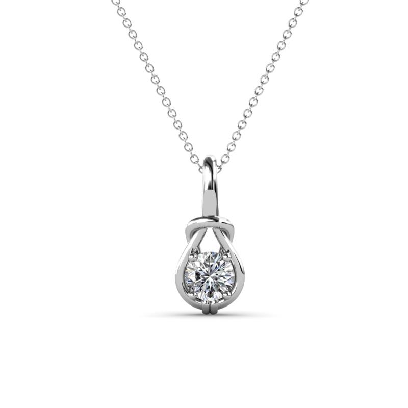 Caron 4.00 mm Round Diamond Solitaire Love Knot Pendant Necklace 