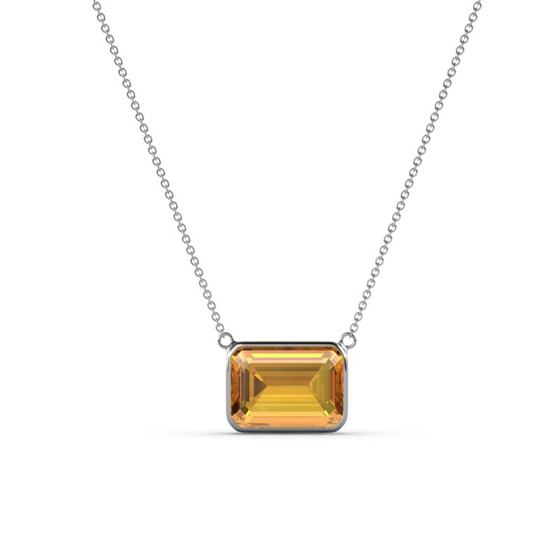 Olivia 8x6 mm Emerald Cut Citrine East West Solitaire Pendant Necklace 