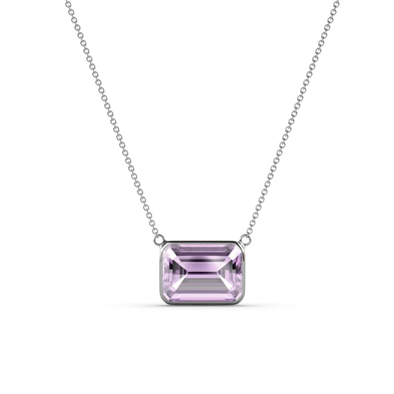 Olivia 8x6 mm Emerald Cut Light Amethyst East West Solitaire Pendant Necklace 