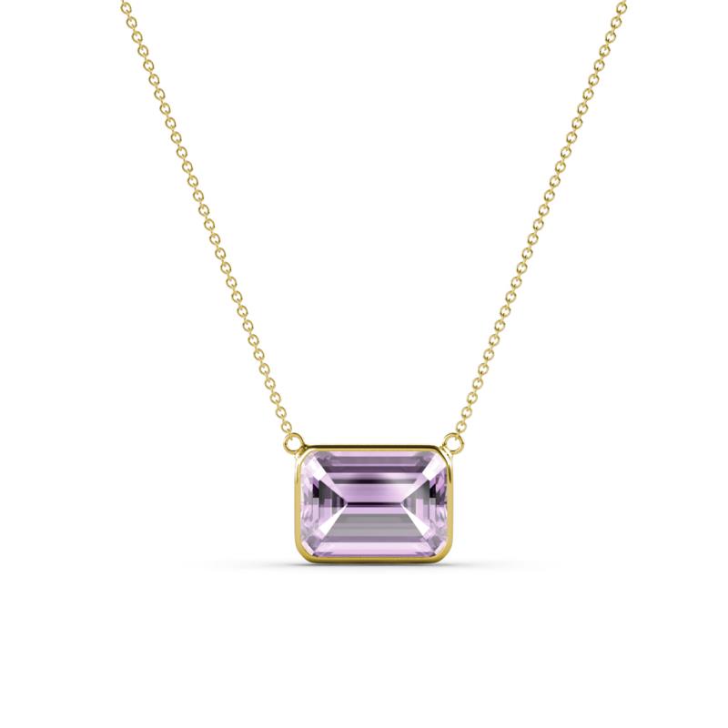 Olivia 8x6 mm Emerald Cut Light Amethyst East West Solitaire Pendant Necklace 