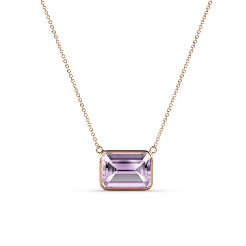 Olivia 8x6 mm Emerald Cut Light Amethyst East West Solitaire Pendant Necklace 